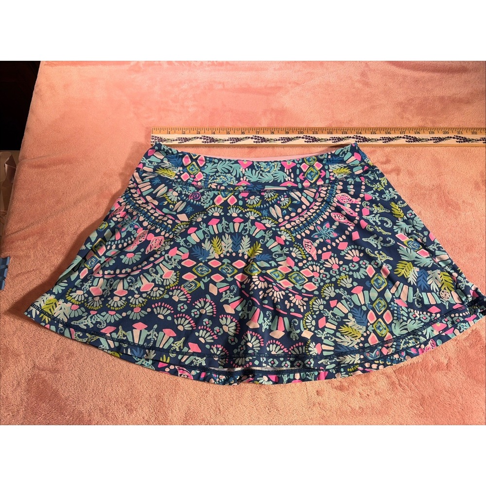 Women's Lilly Pulitzer Luxletic Vibrant Multicolor Tropical Pink Blue Skort Sz M